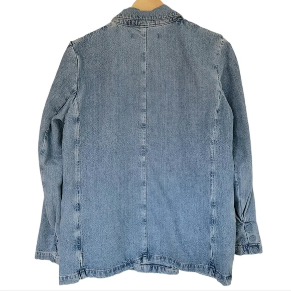 ZARA Denim Double Breasted Blazer Boxy Oversized Jacket Blue Women’s Siz… - Picture 4 of 17